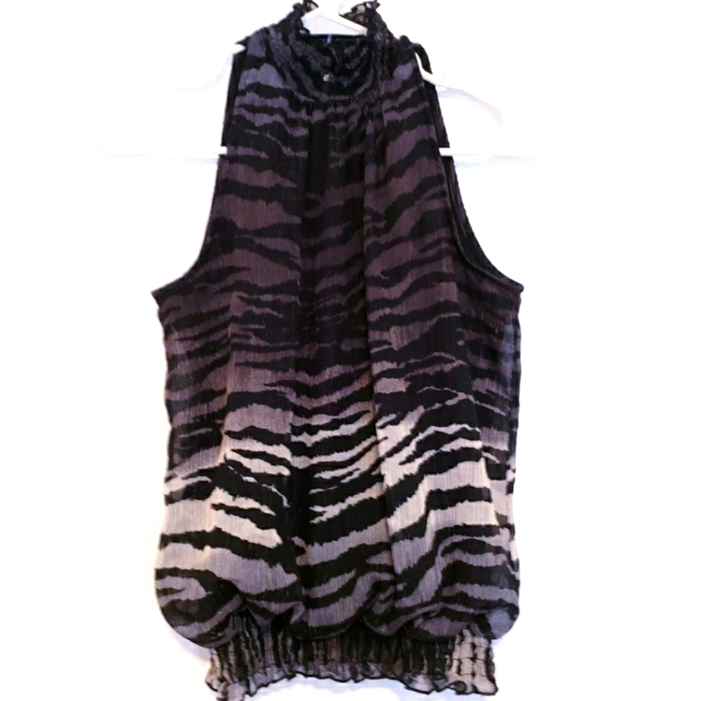 Black silver sparkle leopard high neck dressy